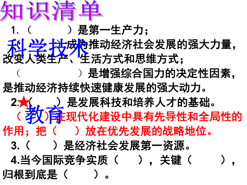 2018年中考思想品德专题复习：科技  人口  资源 环境（20张PPT）