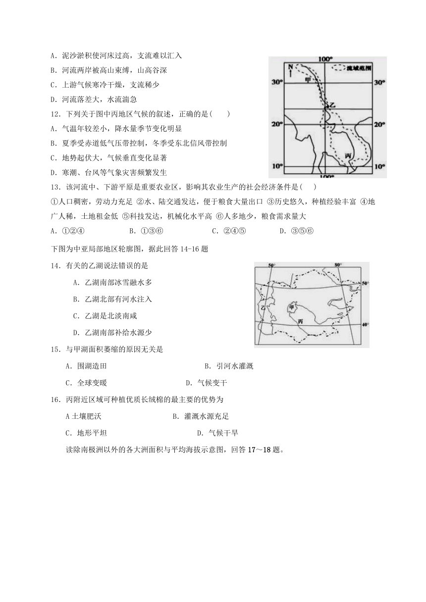 甘肃靖远县2016-2017学年高二地理下学期期中试题文