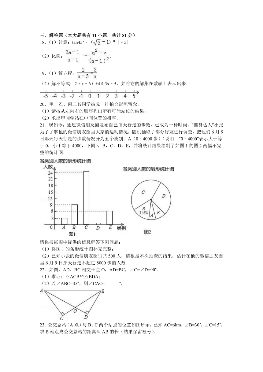 2016年江苏省镇江市中考数学试卷（解析版）