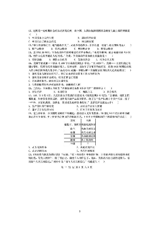 吉林省辽源市六十七届友好学校2018-2019学年高一下学期期末联考历史试题 （扫描版含答案）