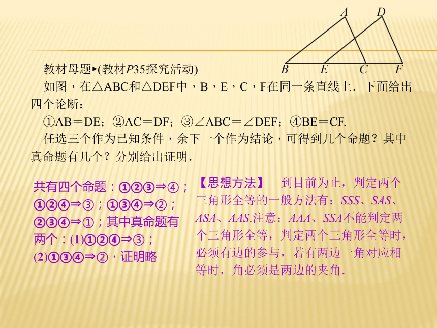 【四清导航】2014年秋八年级数学上册（浙教版）同步习题精讲课件：专题一 全等三角形的开放与探究（共9张PPT）