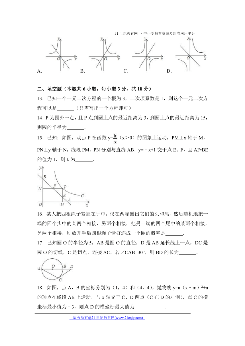 2017-2018学年度上学期九年级期末模拟数学试卷2