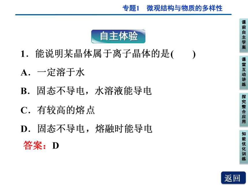 2011年高一化学精品课件：1.3.2　不同类型的晶体（苏教版必修2）