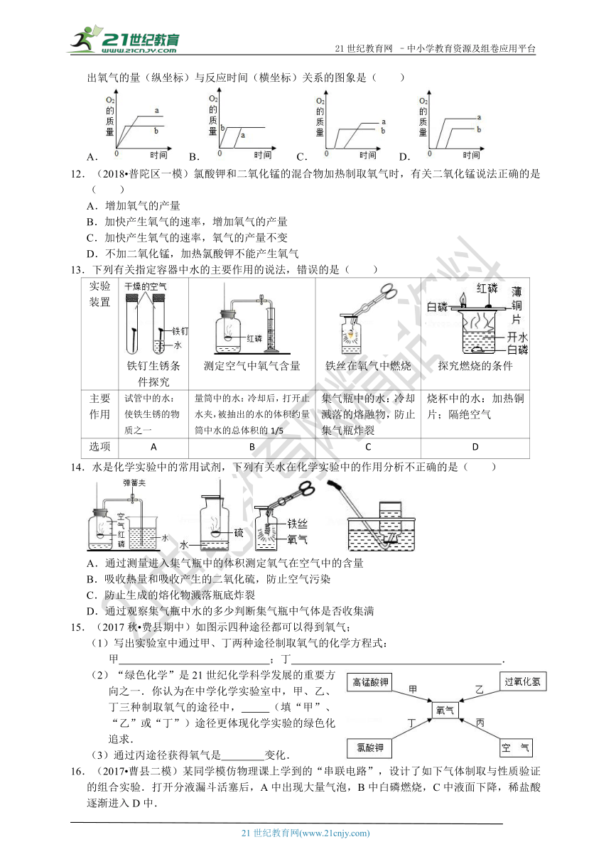 培优特训：第一章第3节 用分解反应制取氧气 学案