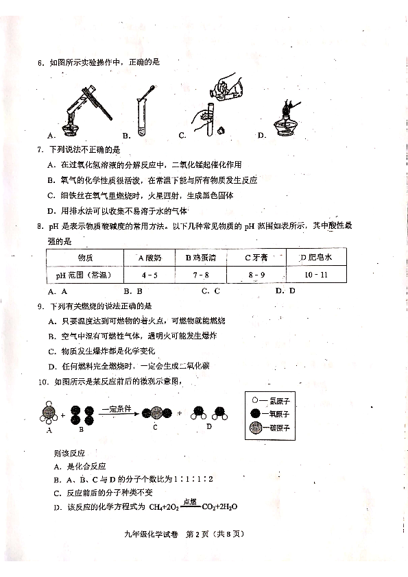 2019年天津市河东区中考一模化学试卷(pdf版有答案）