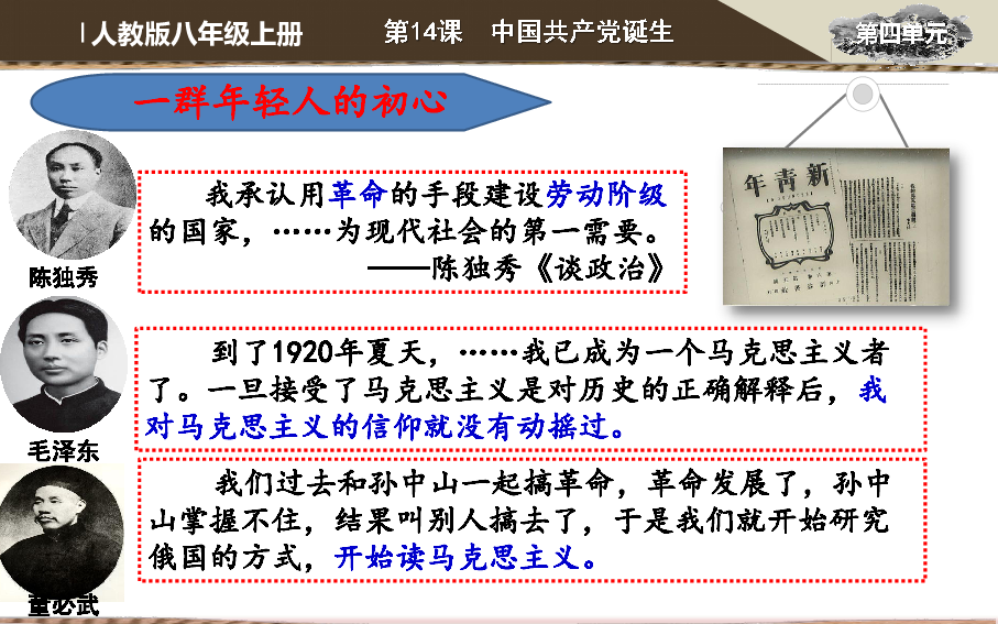人教部编版历史八年级上册第14课中国共产党诞生 课件（21张ppt+视频）