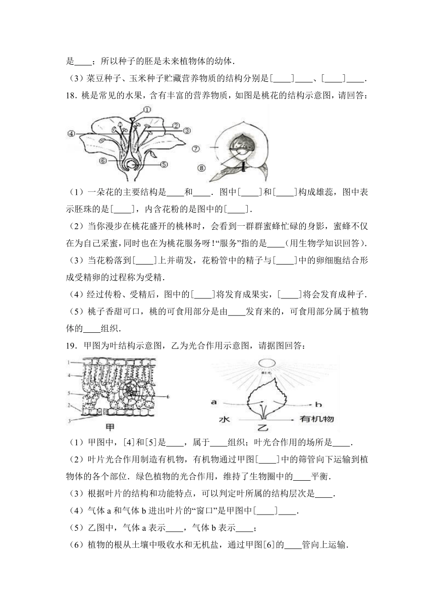 山西省阳泉市盂县2016-2017学年七年级（上）期末生物试卷（解析版）