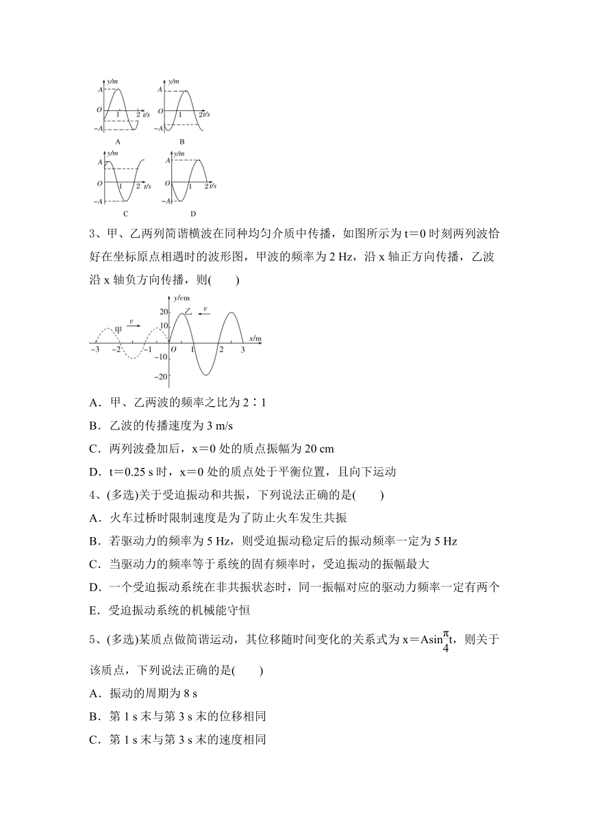 2023届一轮高考物理机械振动与机械波备战题word版含答案