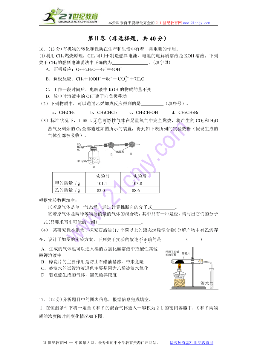 山西省山大附中2013-2014学年高一5月月考化学试题 Word版含答案