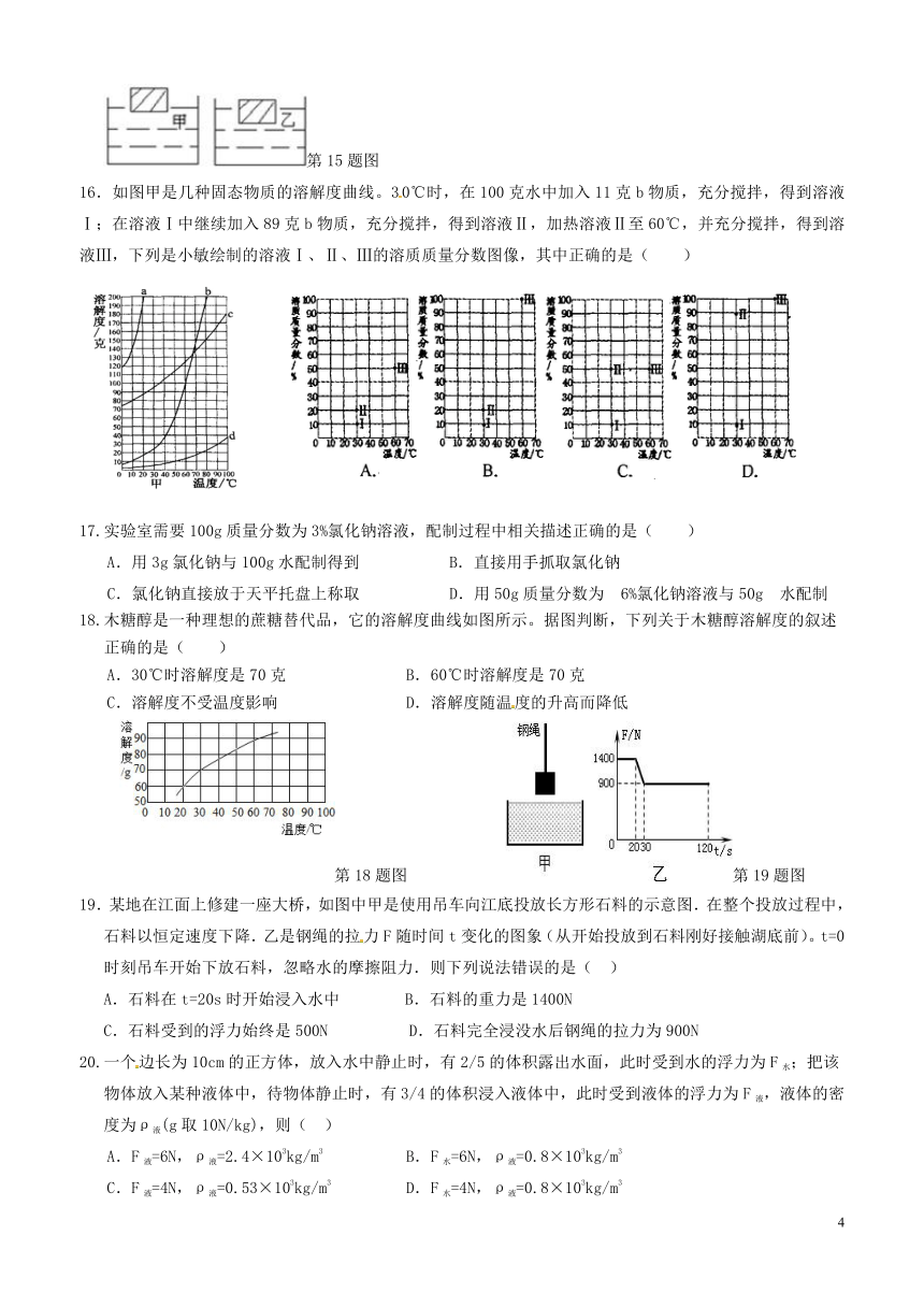 绍兴市越城区2018年八上科学第一次月考试题（第1章）