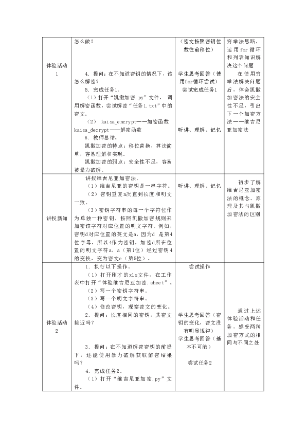 中图人教版（2019）信息技术必修二 4.1 信息安全风险和防范——数据加密 教案