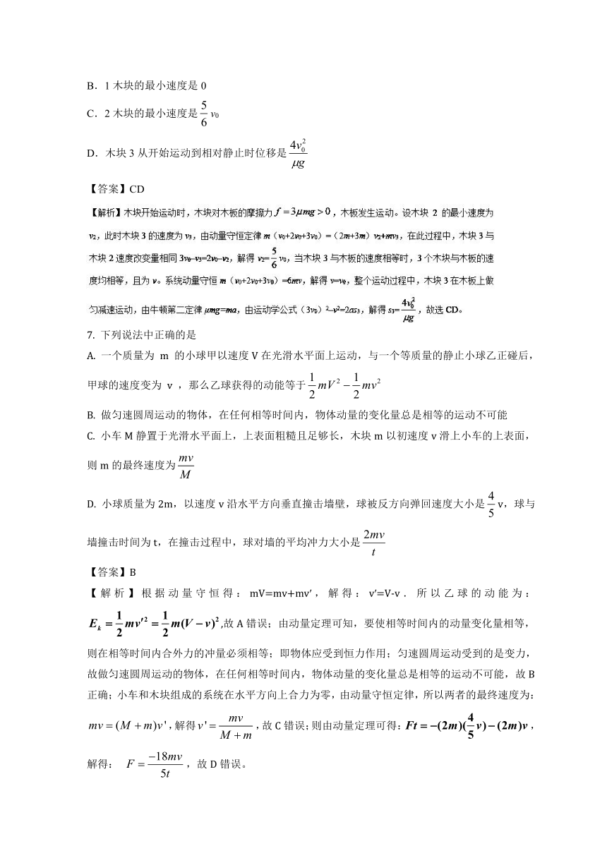 备战2019年高考物理优质试卷分项版专题16+动量与碰撞