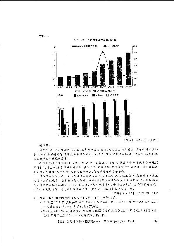 2020年普通高等学校招生全国统一考试冲刺预测卷六语文试题 图片版含答案