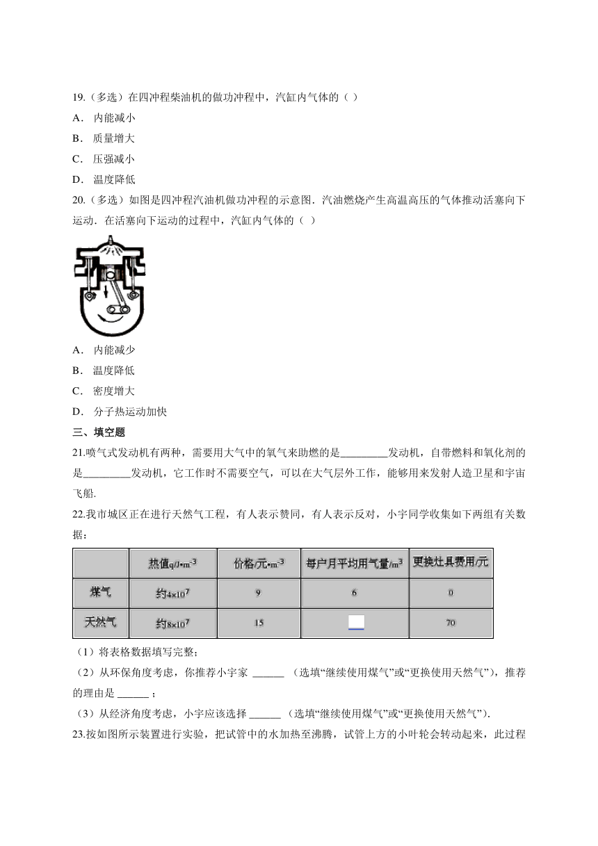 人教版初中物理九年级第十四章《内能的利用》单元测试题(解析版)