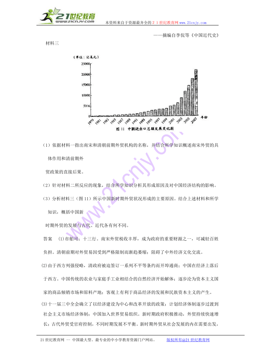 2010高考历史一轮（五年高考三年联考）复习精品专题：古代中国的经济