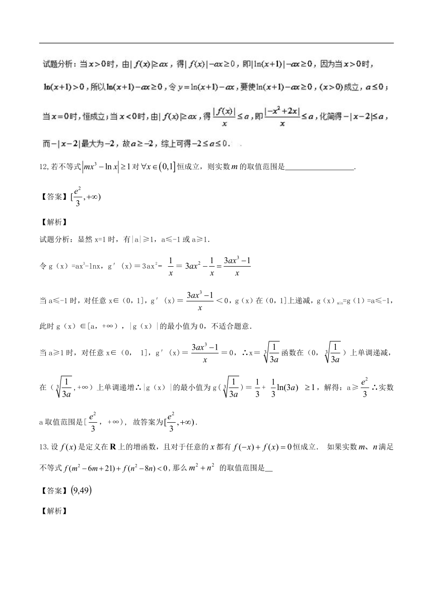 专题03利用导数研究函数恒成立与存在性-2017-2018学年下学期期末复习备考高二数学（理）备考热点难点突破练（江苏版）