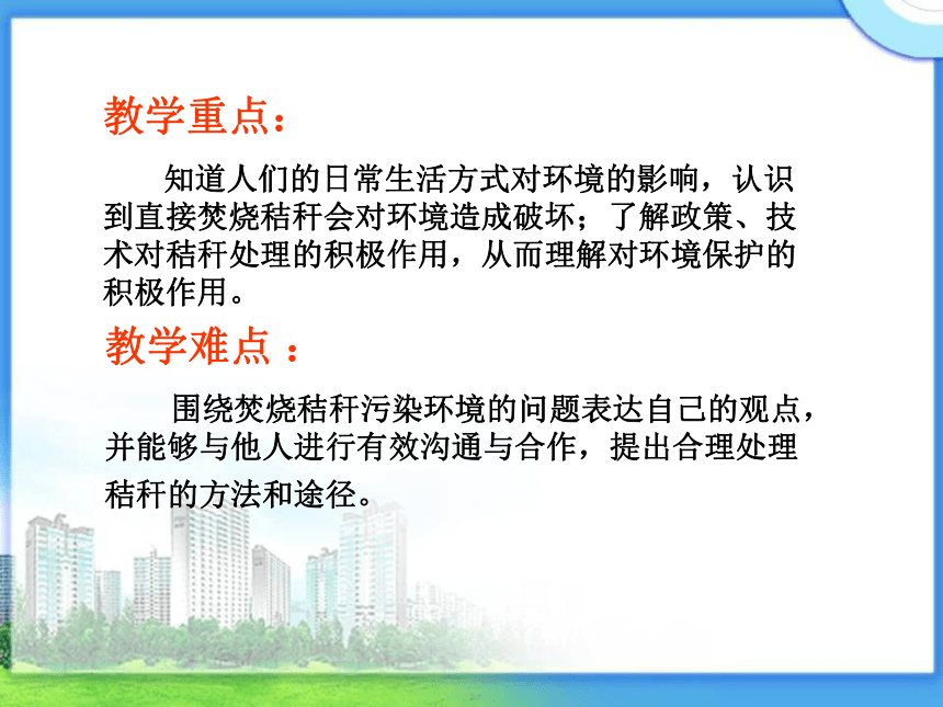 山东省地方教材小学六年级 环境教育  秸秆的处理课件