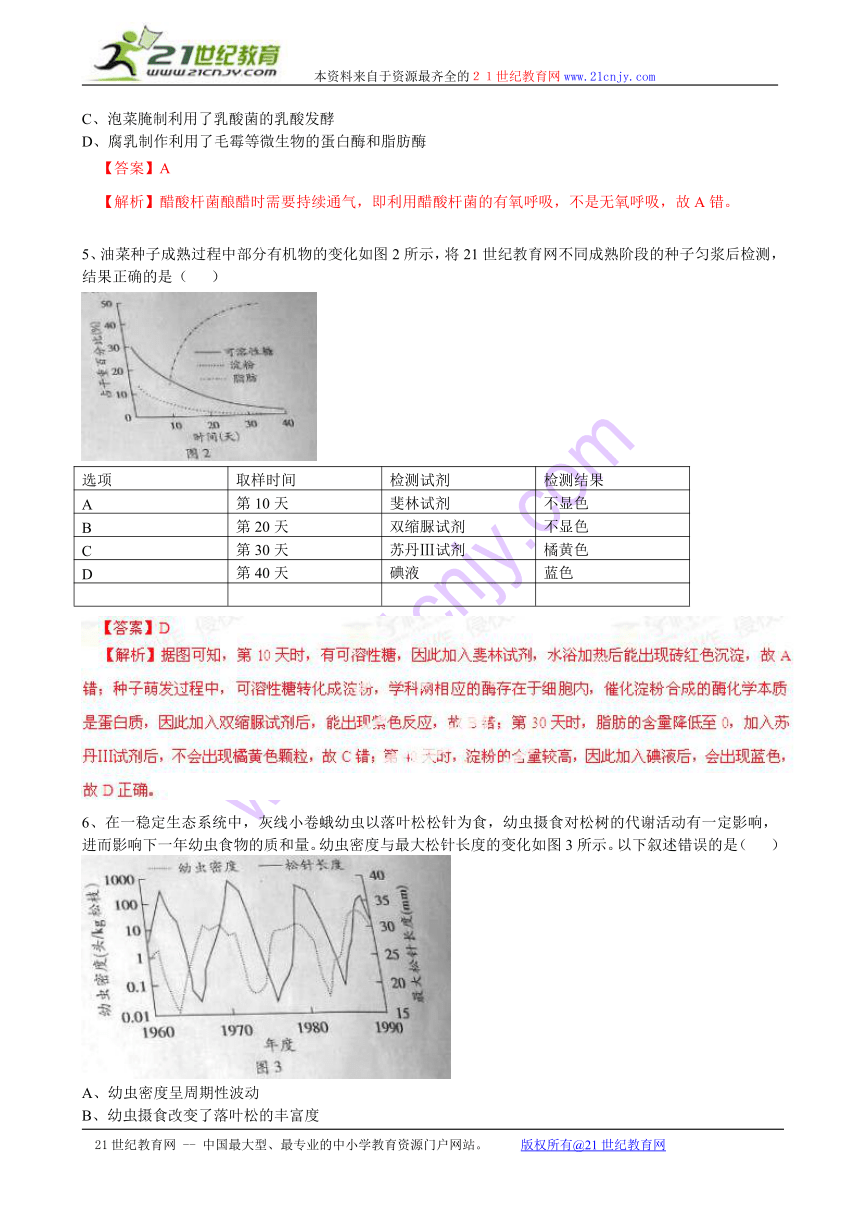 广东理综卷-2014年高考物理、生物部分试题（解析版）