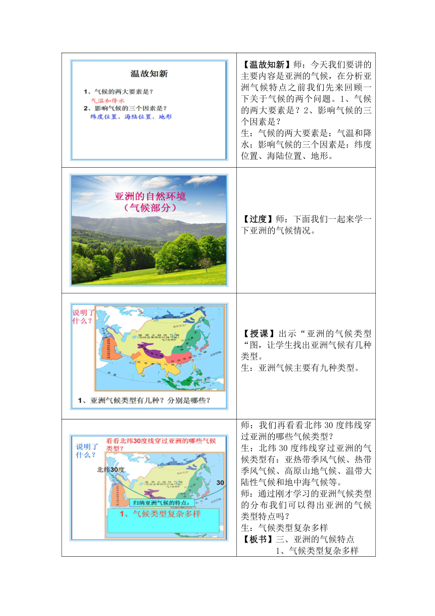 人教版（新课程标准）初中地理七年级下册第六章第二节 自然环境（复杂的气候） 教学设计