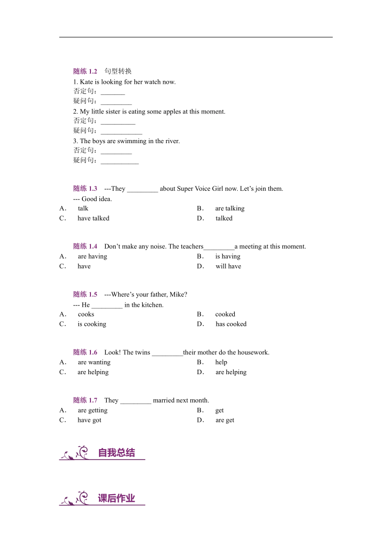 中考英语专题讲练之现在进行时（含解析）