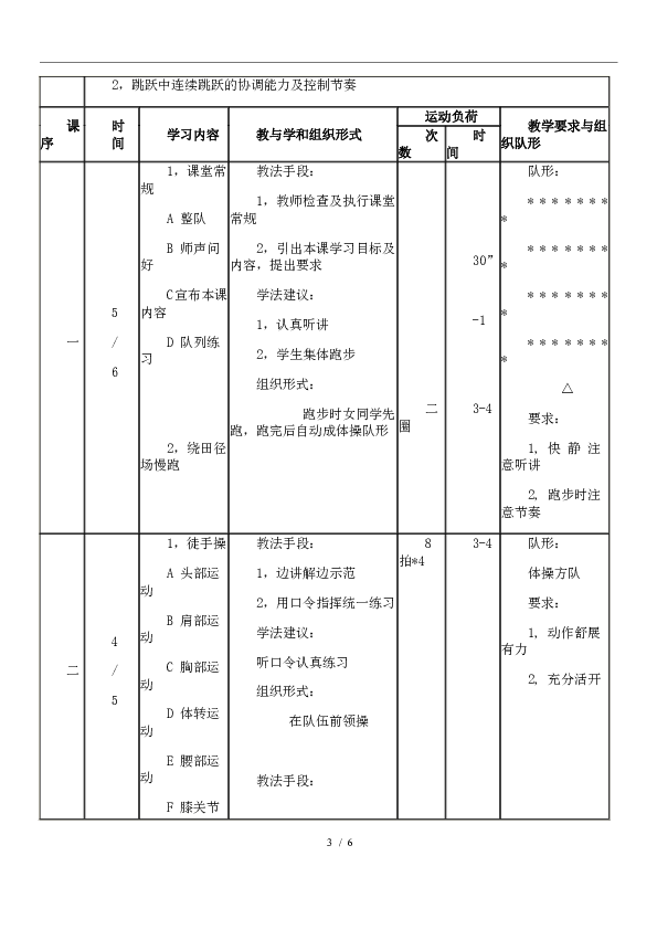 人教版初中体育第六章《体操单杠》教学设计