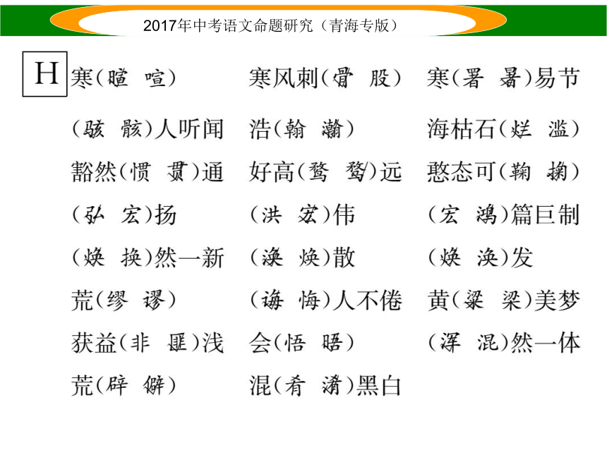 2017届中考语文总复习（青海专版）附录2　教材重点同音字、相似字归类课件