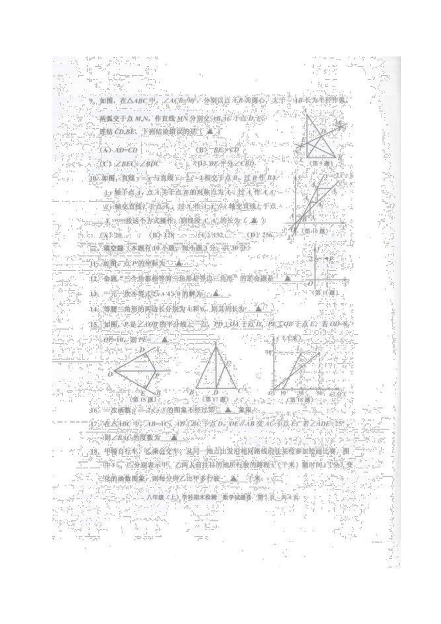 浙江省嘉兴市2016-2017学年八年级上学期期末考试数学试题（扫描版含答案）