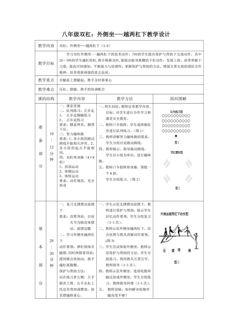 八年级双杠：外侧坐---越两杠下教学设计