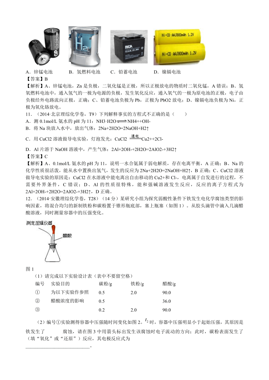 2014年高考真题化学解析分类汇编—专题09 电化学