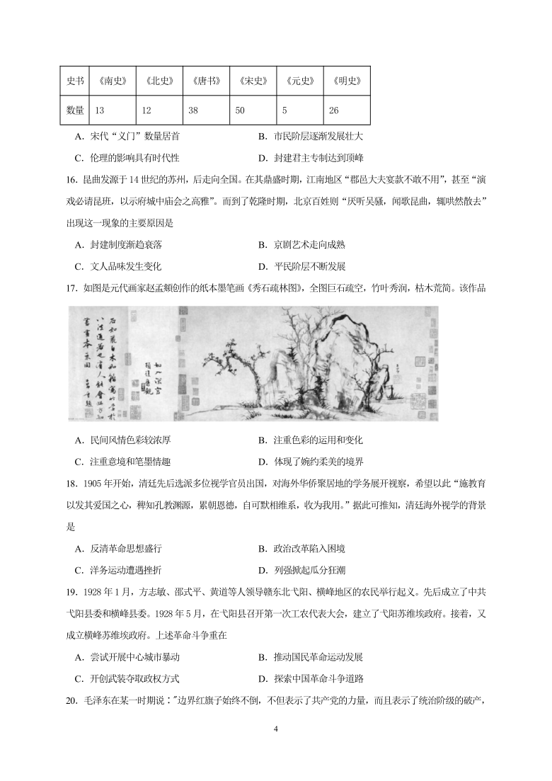 河南省鹤壁高级中学2020-2021学年高二下学期3月第一次段考历史试题 Word版含答案