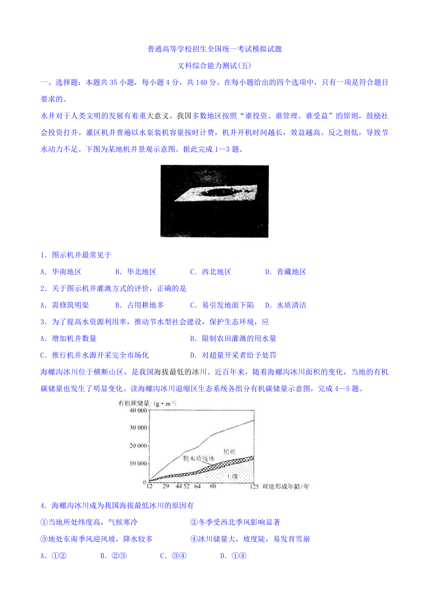 普通高等学校2018届高三招生全国统一考试模拟试题（五）文科综合试题 Word版含答案