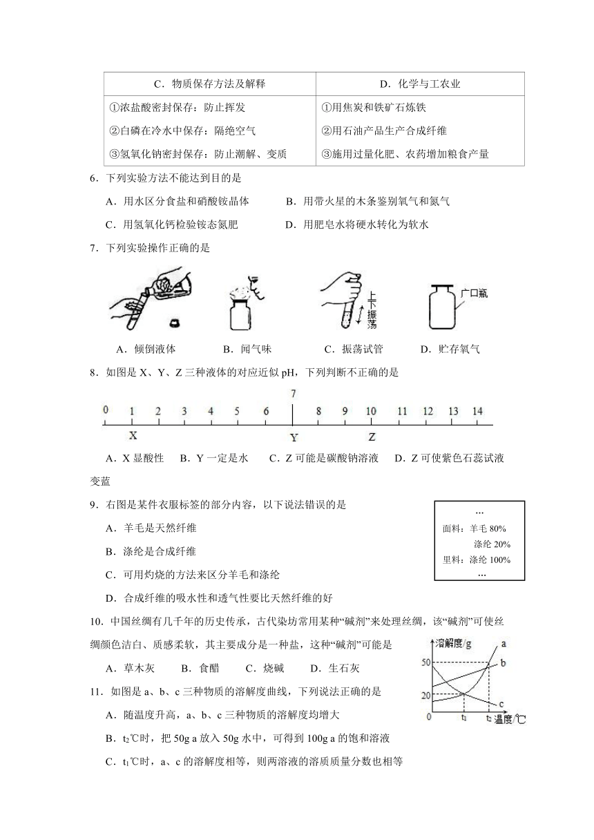 广东省汕头市金平区2017届九年级下学期模拟考试化学试卷