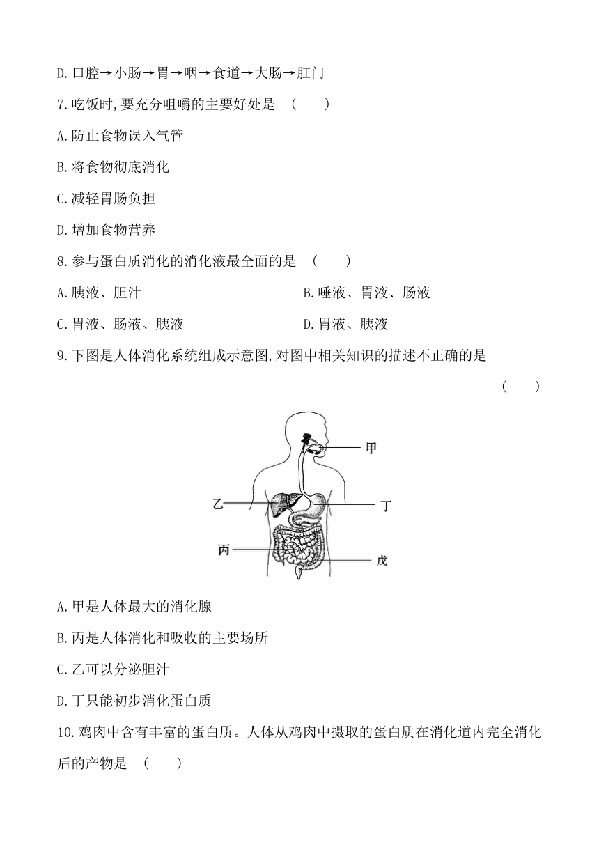 2017年中考生物一轮教材达标测试题：第4单元 第九章 人的食物来自环境（解析版）