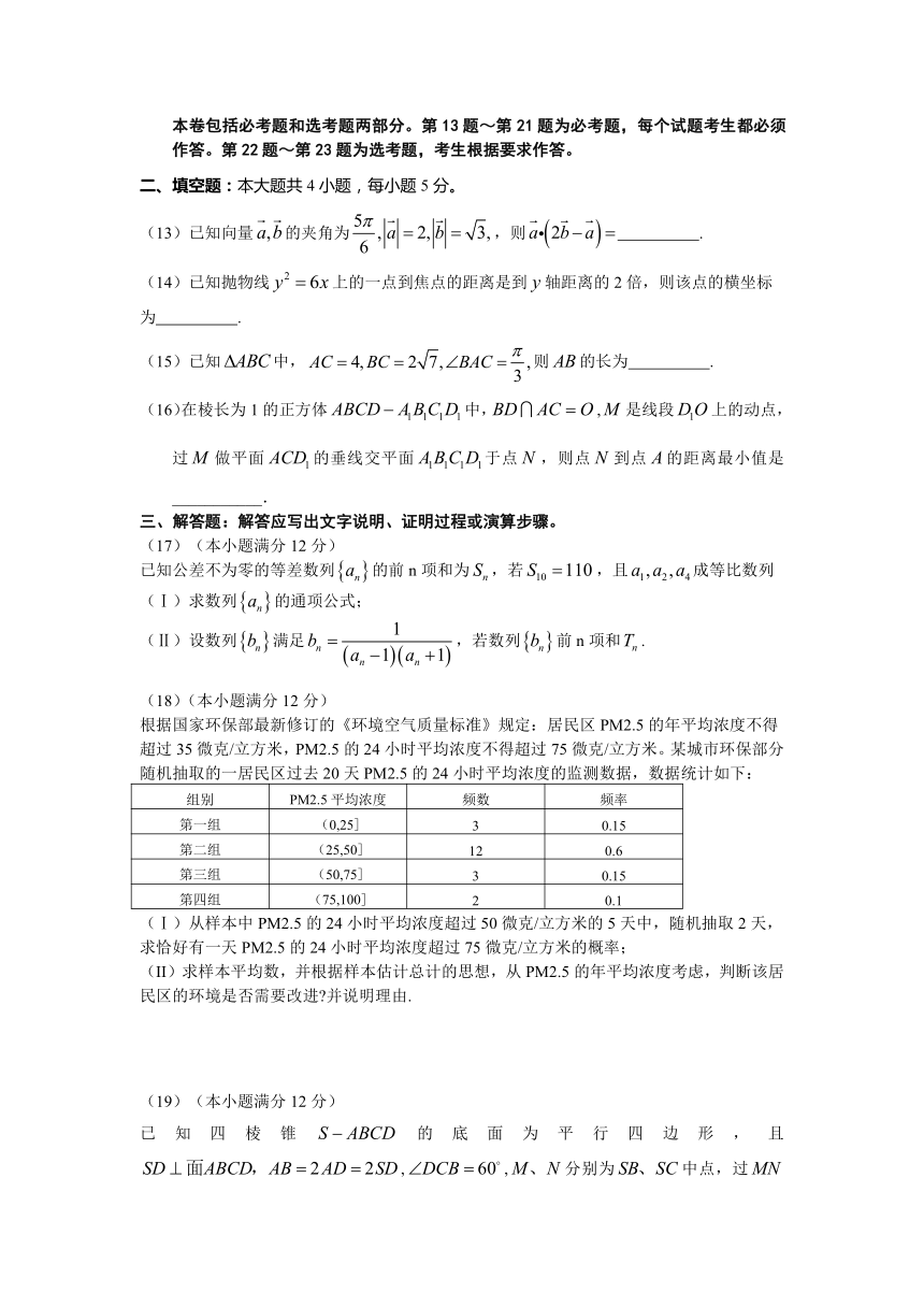 云南昭通2017高三复习备考第二次统一检测--数学（文）试题