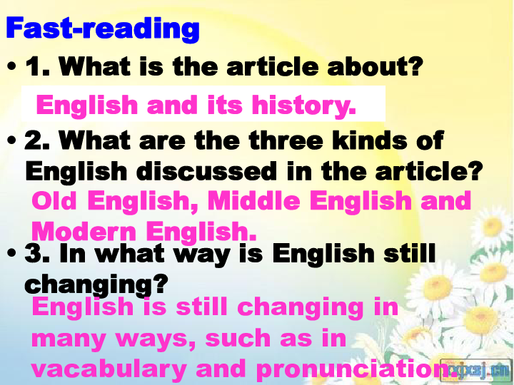 Unit 2 Language Reading(1)：English and its history 课件（41张）
