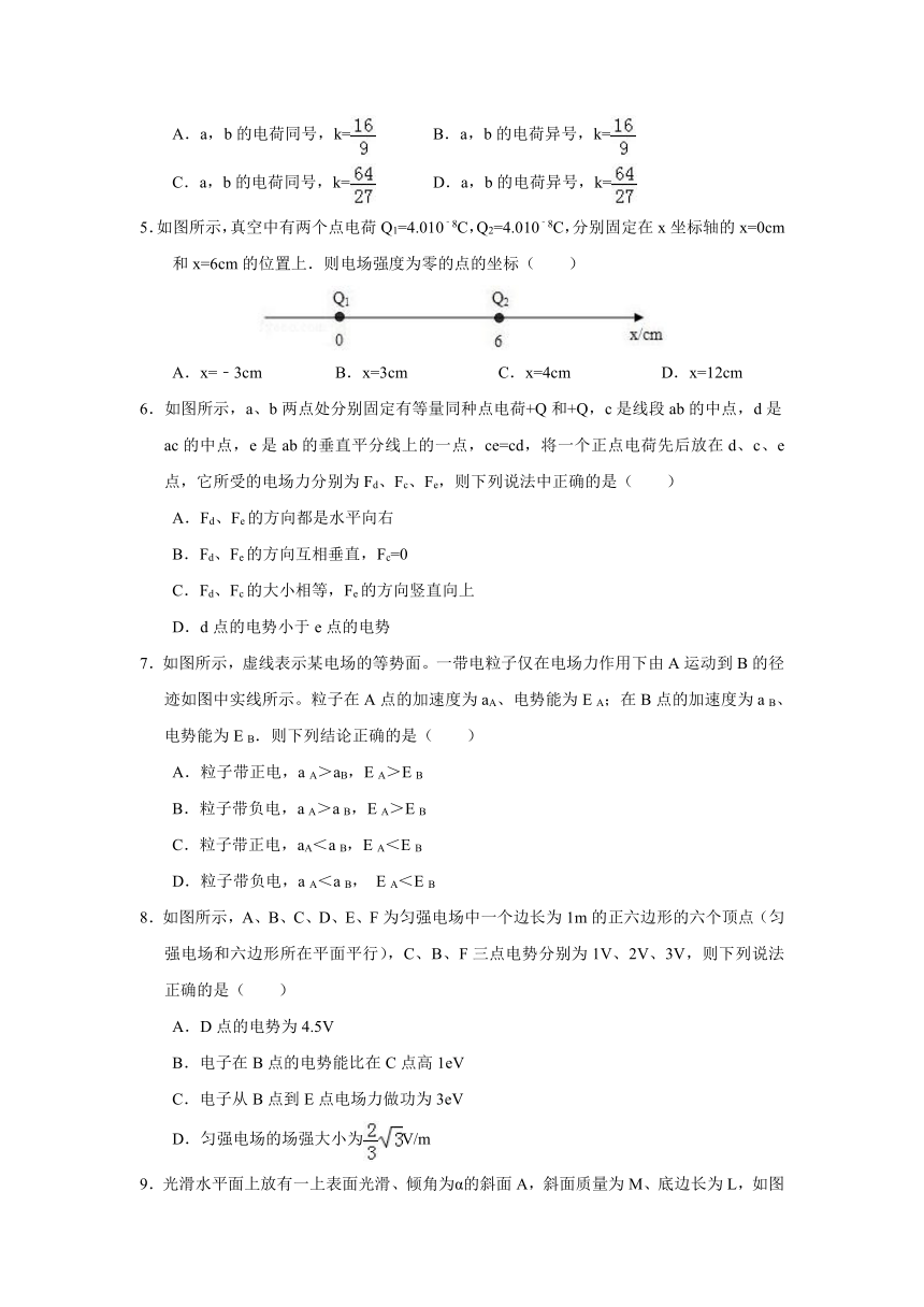 江西省南康中学2018-2019学年高二上学期第一次月考物理试题word版含答案