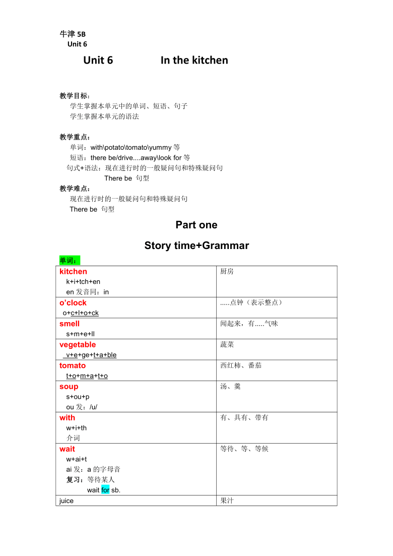 Unit6 In the kitchen知识点