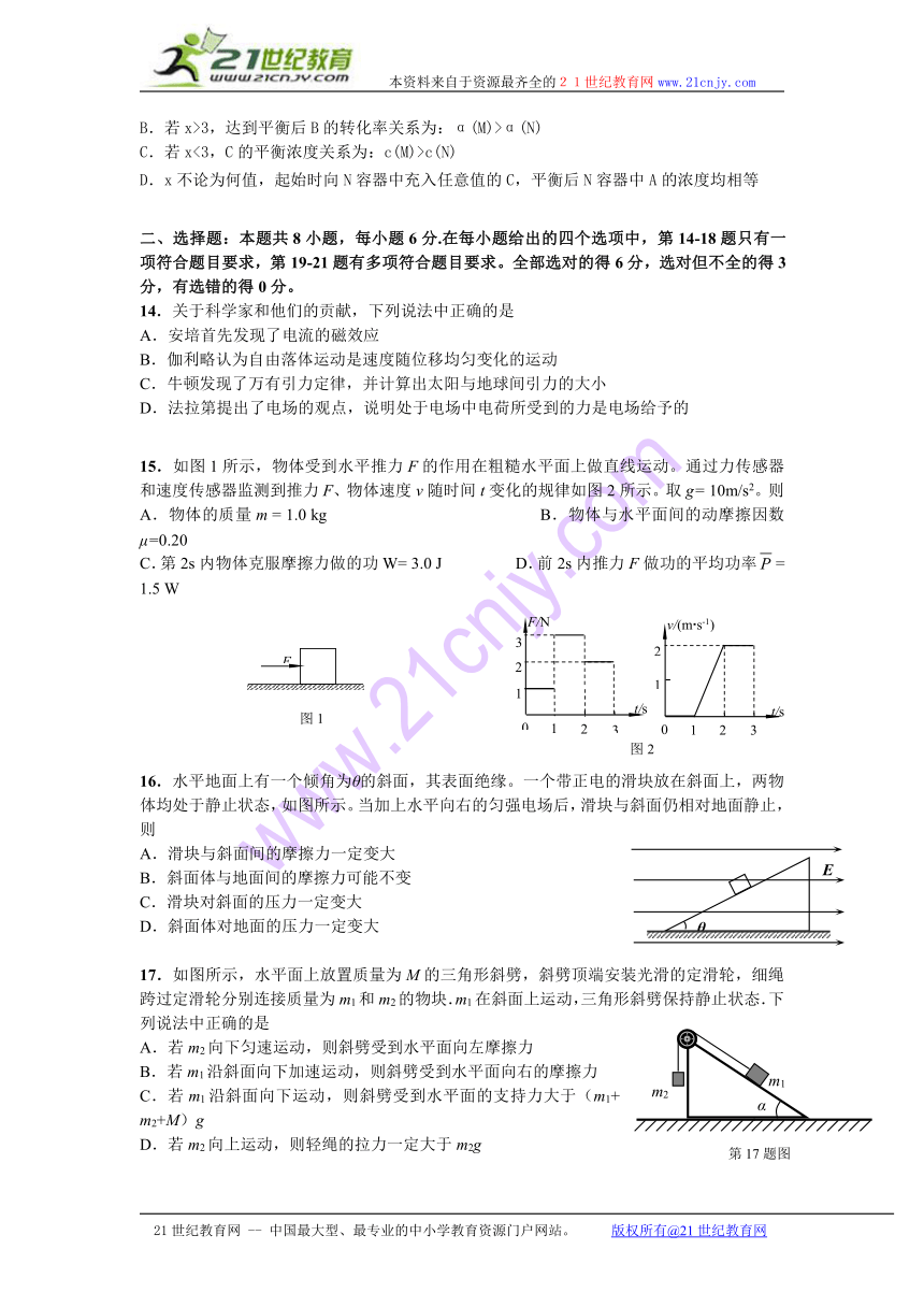 湖南省益阳市箴言中学2014届高三第六次模拟考试试题 理科综合 Word版含答案