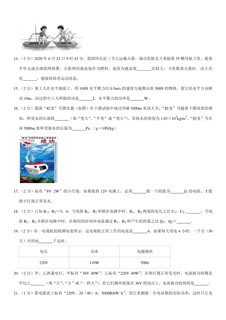 2021年四川省南充市蓬安县中考物理模拟试卷（3月份）（pdf+答案）