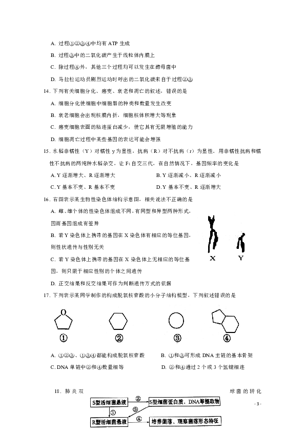 浙江省丽水四校2019-2020学年高二上学期期中联考生物试题