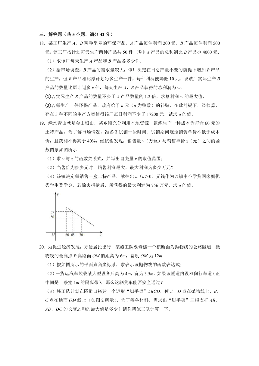 鲁教版（五四制）2021-2022学年九年级数学上册3.6二次函数的应用  同步能力达标测评  （word版含解析））