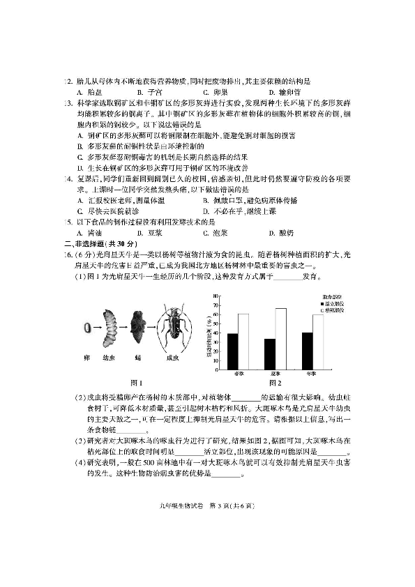 北京市朝阳区2020届九年级6月模拟（二模）考试生物试题（PDF版 含答案）