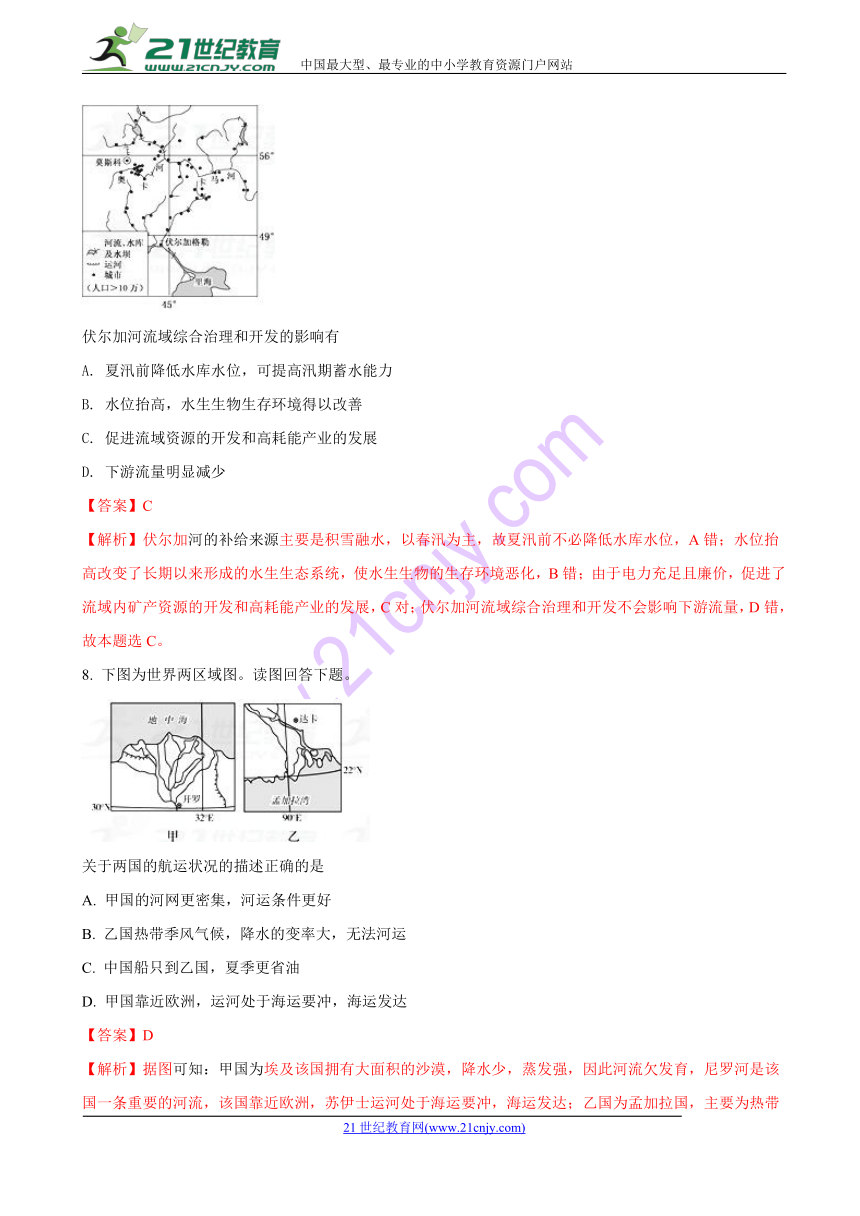 2018届内蒙古赤峰市宁城县高三下学期第二次模拟考试文科综合-地理试题（解析版）