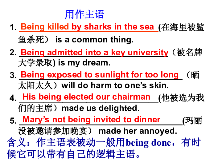 高中英语语法之being done的用法课件（共23张PPT）