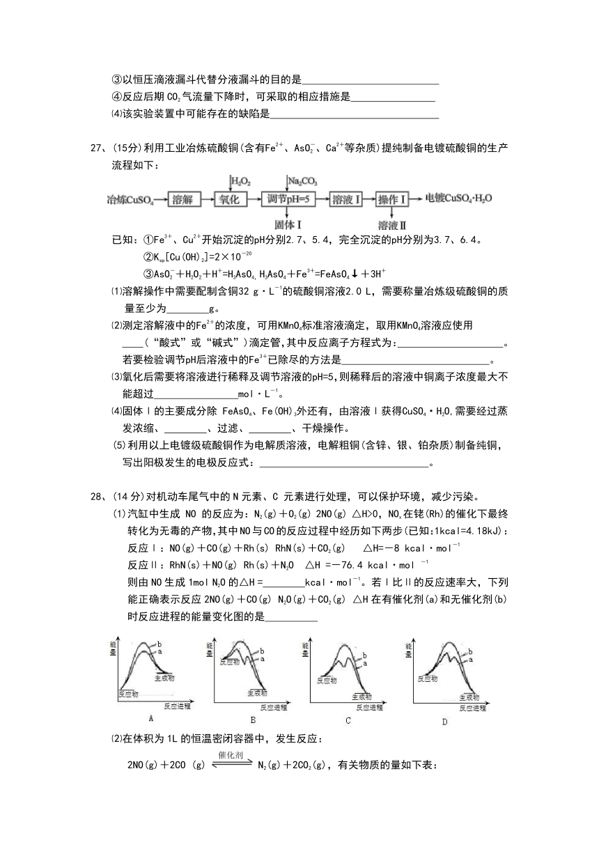 湖南省长望浏宁四县2018届高三联合调研考试理综化学