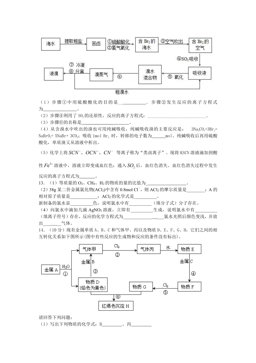 【知识点专项】2015年高考化学 重要的无机物非金属及其化合物氯及其化合物专练（含解析）