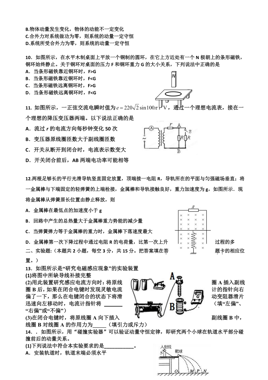 福建省福州市八县（市）协作校2016-2017学年高二下学期期中考试物理试题