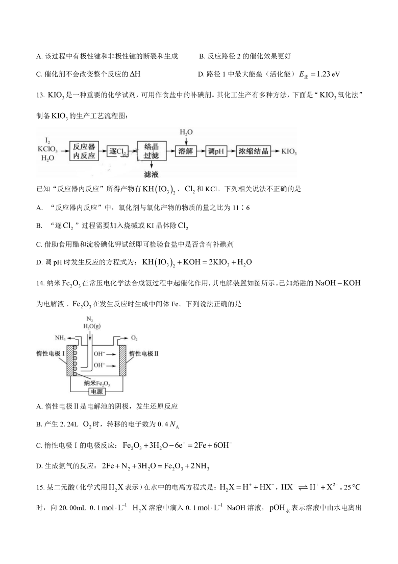 山东省菏泽市2021届高三下学期3月一模化学试题 Word版含答案