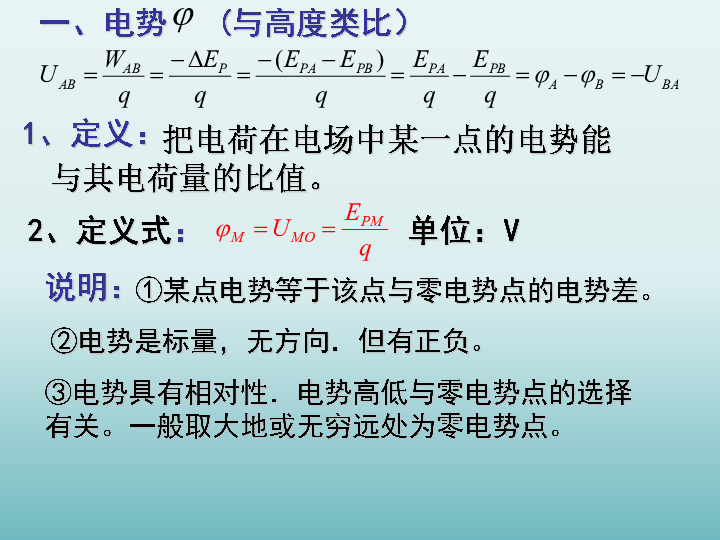 沪教版高中物理选修3-1课件 2.3 研究电场的能的性质(一)24张PPT