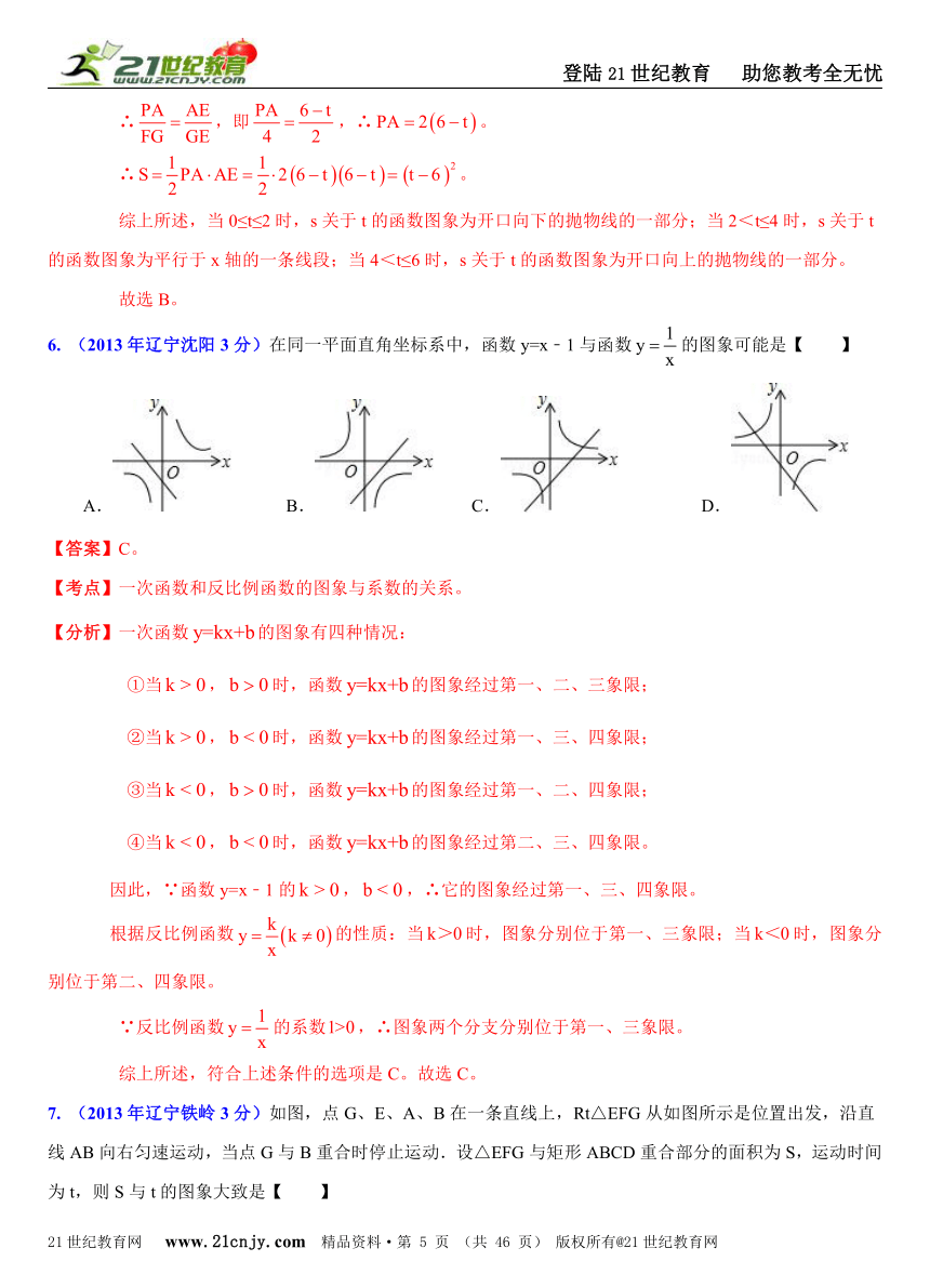 辽宁各市2013年中考数学试题分类解析汇编（8专题）专题3：函数问题